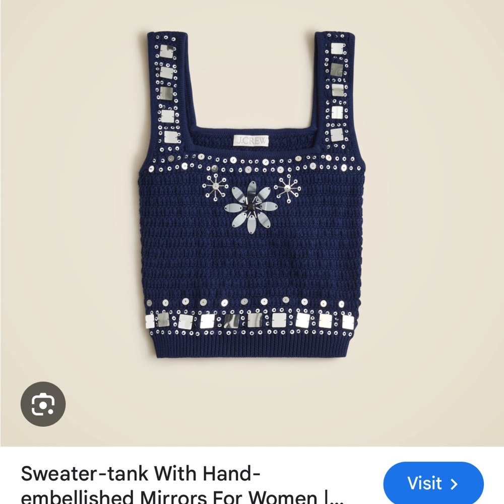 J. Crew Navy Mirror Embellished Tank Top